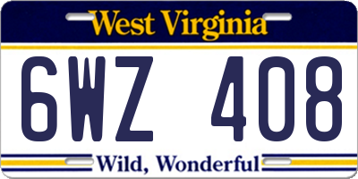 WV license plate 6WZ408