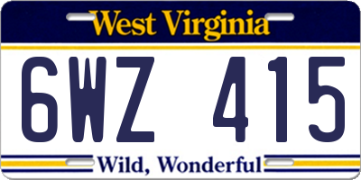 WV license plate 6WZ415