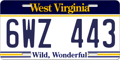 WV license plate 6WZ443
