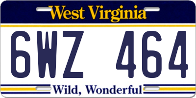 WV license plate 6WZ464