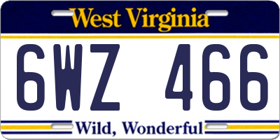 WV license plate 6WZ466