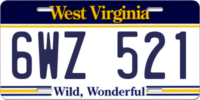 WV license plate 6WZ521