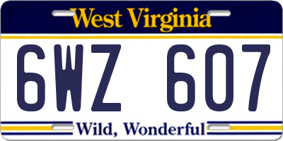 WV license plate 6WZ607