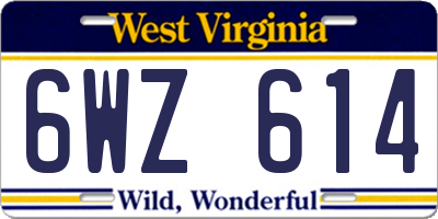 WV license plate 6WZ614
