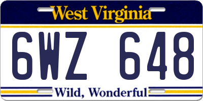 WV license plate 6WZ648