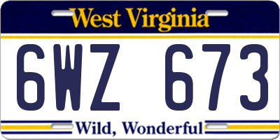 WV license plate 6WZ673