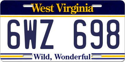 WV license plate 6WZ698