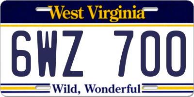 WV license plate 6WZ700