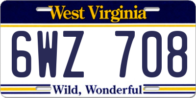 WV license plate 6WZ708