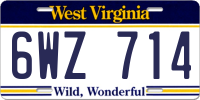 WV license plate 6WZ714