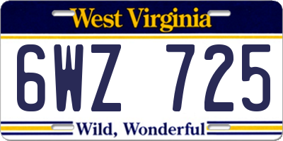 WV license plate 6WZ725