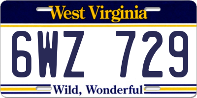 WV license plate 6WZ729
