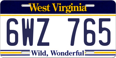 WV license plate 6WZ765