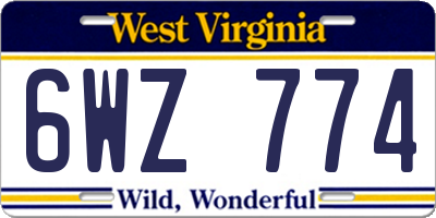 WV license plate 6WZ774