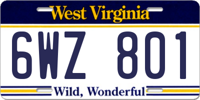 WV license plate 6WZ801