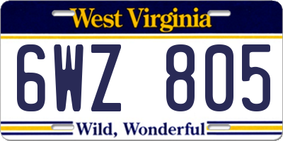 WV license plate 6WZ805