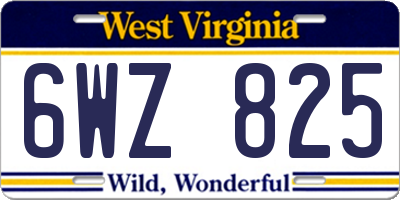 WV license plate 6WZ825