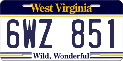 WV license plate 6WZ851