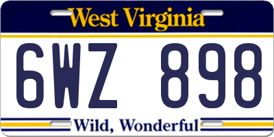 WV license plate 6WZ898