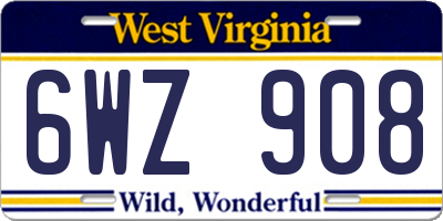 WV license plate 6WZ908