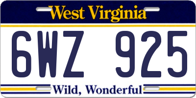 WV license plate 6WZ925