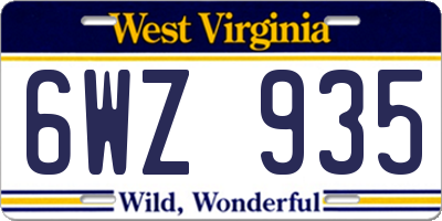 WV license plate 6WZ935