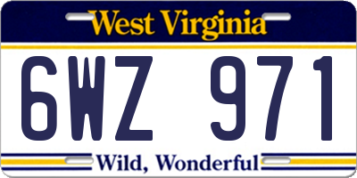 WV license plate 6WZ971