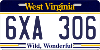 WV license plate 6XA306