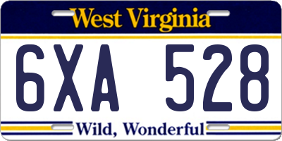 WV license plate 6XA528