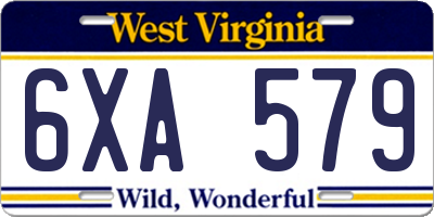 WV license plate 6XA579
