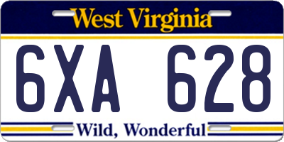 WV license plate 6XA628