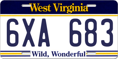 WV license plate 6XA683