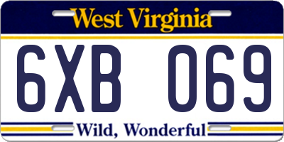 WV license plate 6XB069