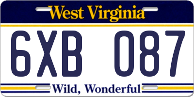WV license plate 6XB087
