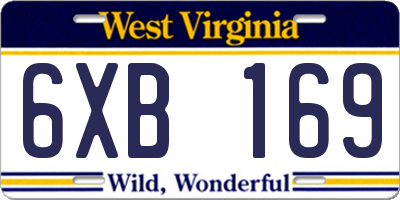 WV license plate 6XB169
