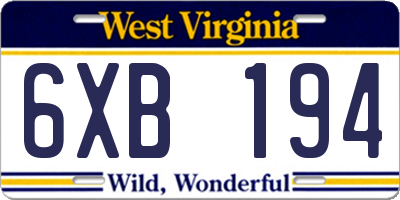 WV license plate 6XB194