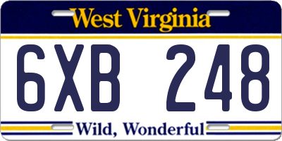 WV license plate 6XB248