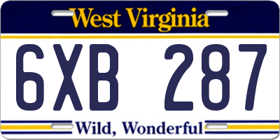 WV license plate 6XB287