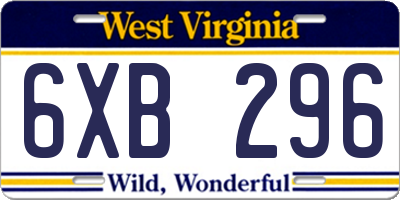 WV license plate 6XB296