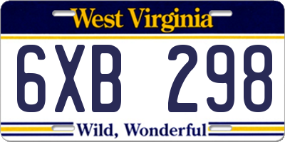 WV license plate 6XB298