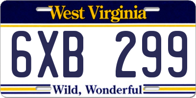 WV license plate 6XB299