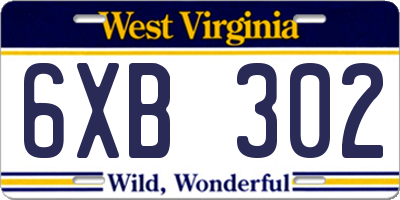 WV license plate 6XB302