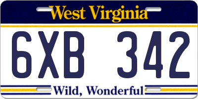 WV license plate 6XB342