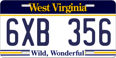 WV license plate 6XB356
