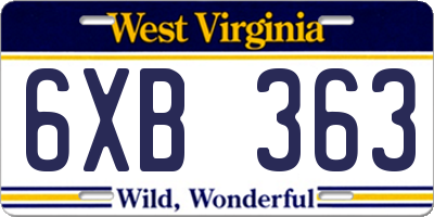 WV license plate 6XB363