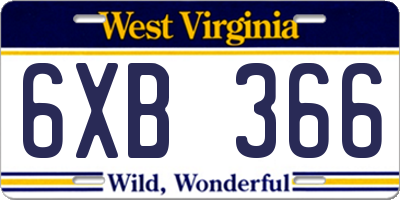 WV license plate 6XB366