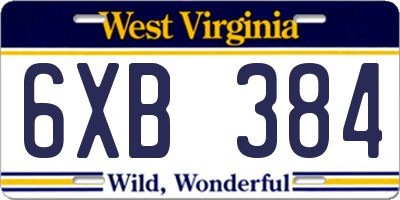 WV license plate 6XB384
