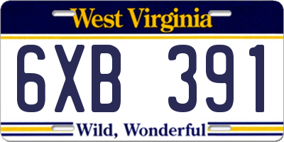 WV license plate 6XB391