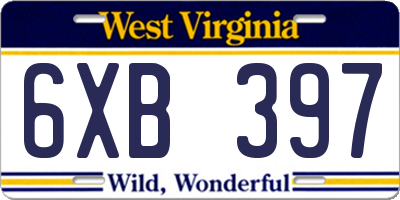 WV license plate 6XB397