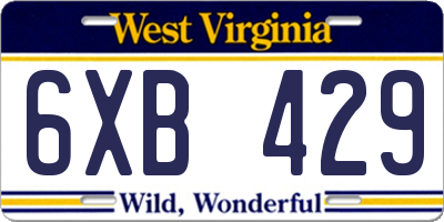 WV license plate 6XB429